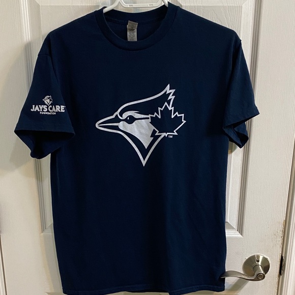 Toronto Blue Jays Tops - Toronto Blue Jays Baseball Care Foundation Buddy Navy Women’s Medium Tee Shirt